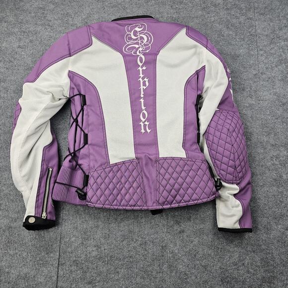 Scorpion EXO Motorcycle Jacket Womens Large Purple Armored Removable Liner Biker - Picture 9 of 10